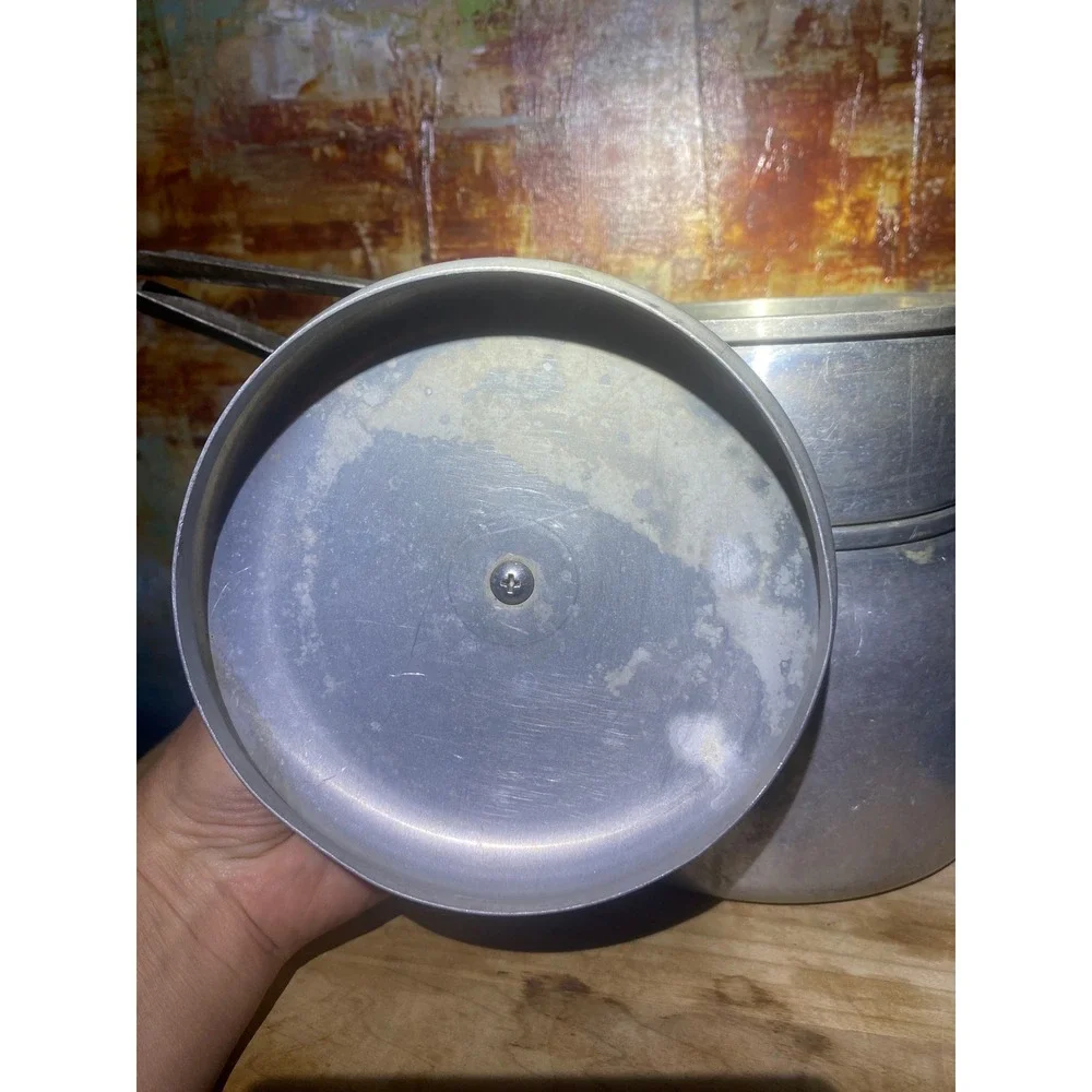 Wear-Ever Aluminum Double Boiler 2432 Vintage 6 Cup‎ 3 Piece Set Made in USA